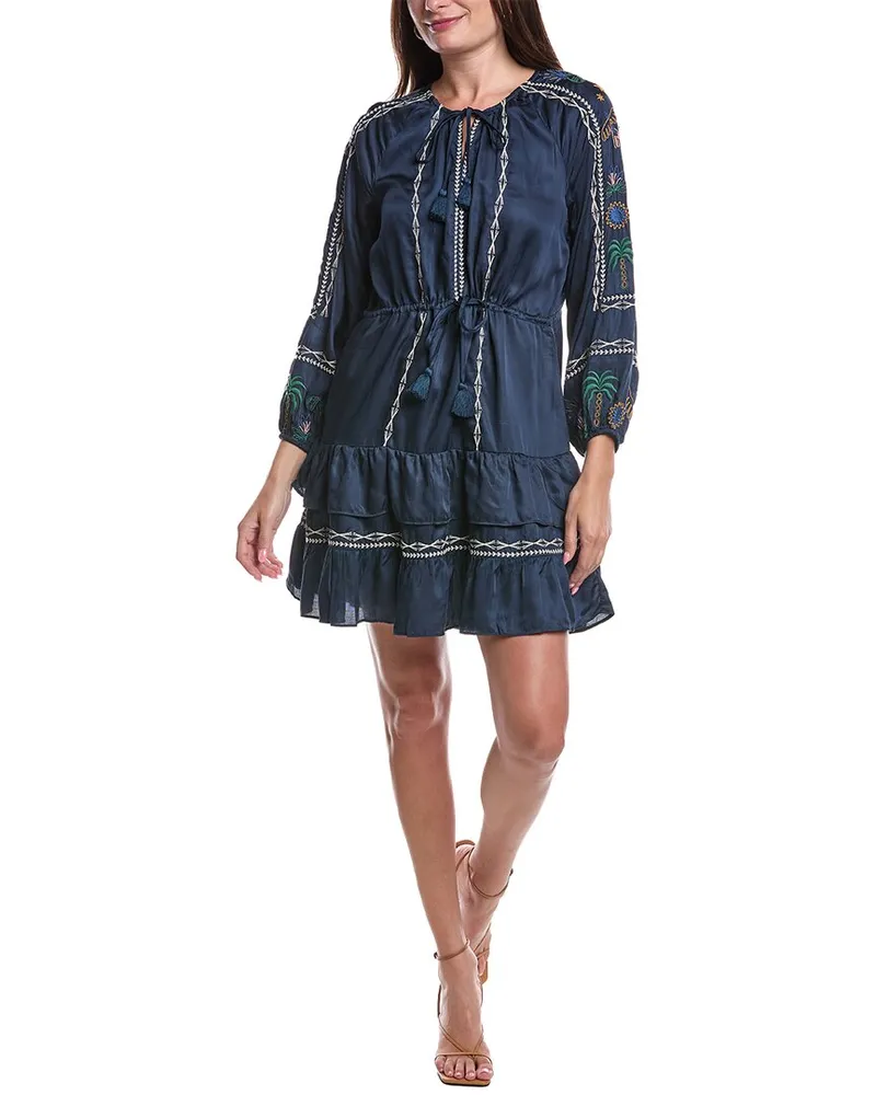 Johnny Was Petite Lexie Tiered Mini Dress Blue