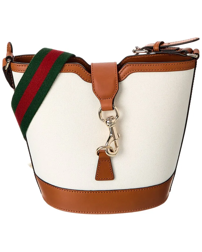 Gucci Mini Canvas & Leather Bucket Bag Beige