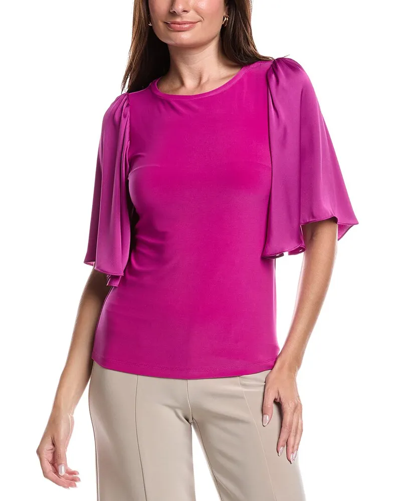Joseph Ribkoff Satin Flutter Sleeve Top Purple