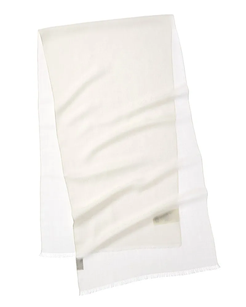 Gucci Logo Jacquard Wool & Silk-Blend Scarf White