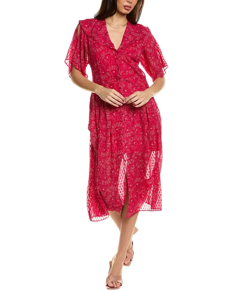 Equipment Samia Silk Midi Dress Red