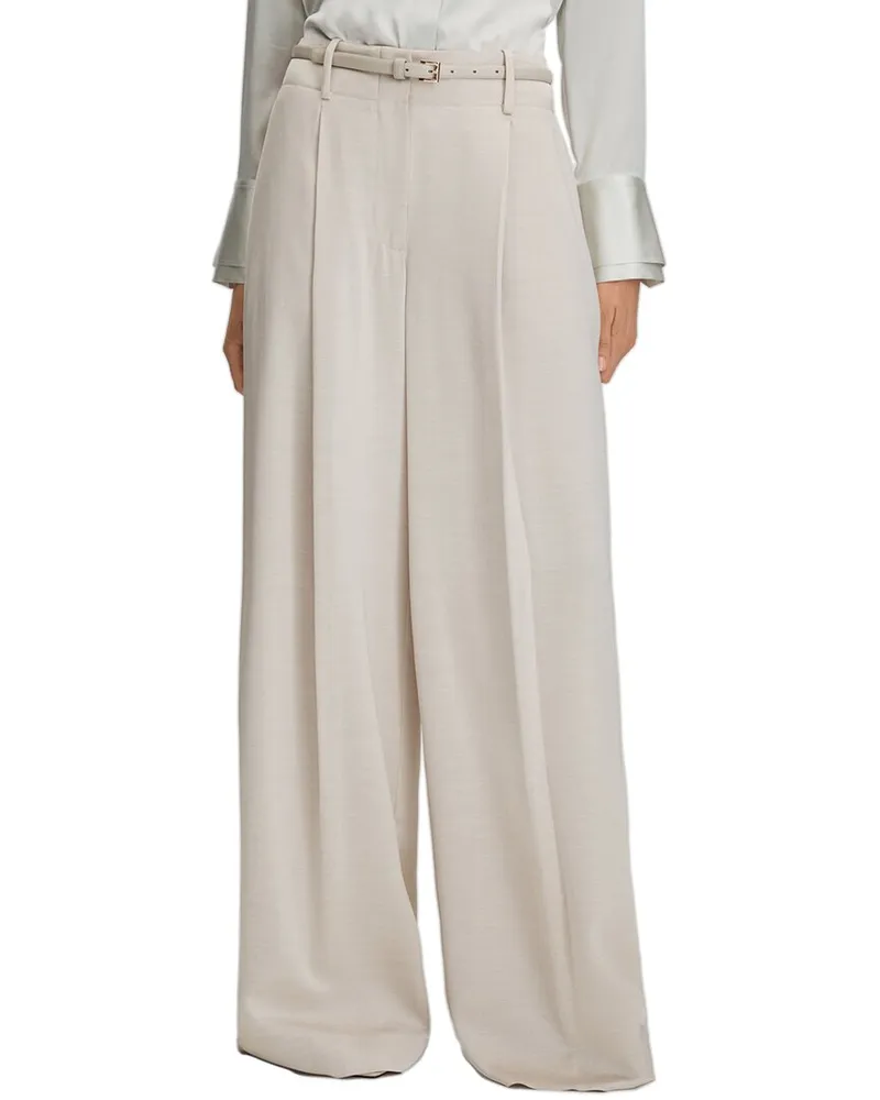 Reiss Isla Wide Leg Occasion Trouser Beige