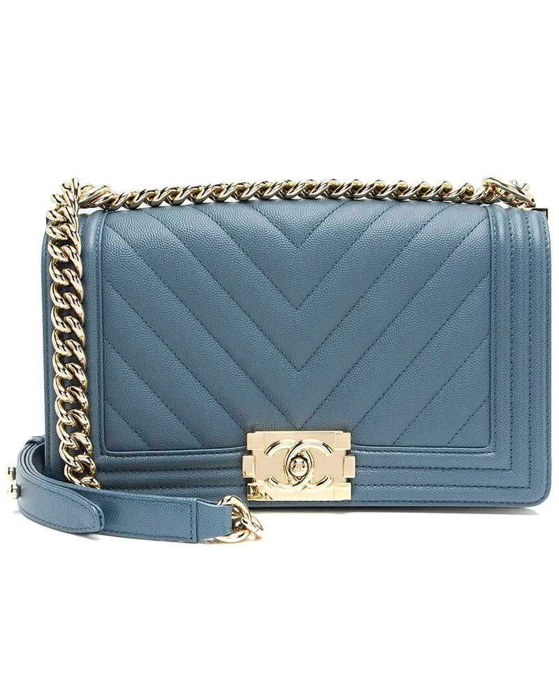 Chanel Blue Caviar Leather Old Medium Boy Bag (Authentic Pre-Loved Nocolor