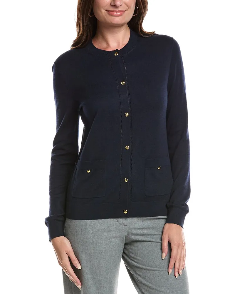 ST. JOHN Fine Gauge Cardigan Blue