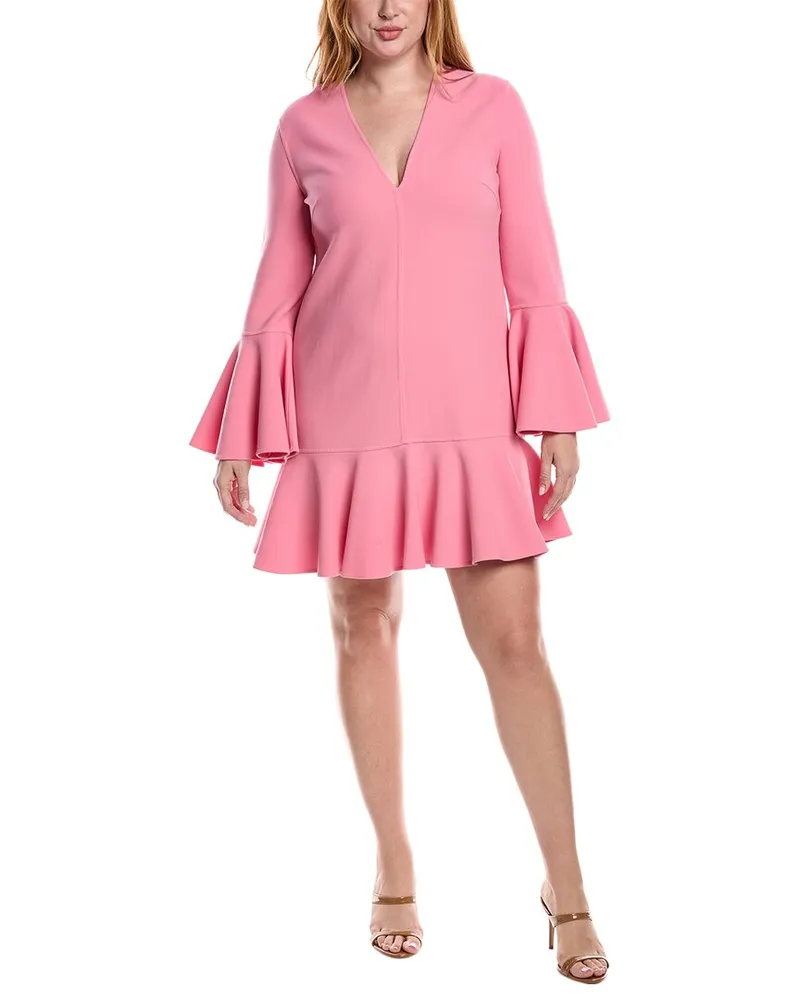 Michael Kors Barath Bell-Sleeve Wool-Blend Dress Pink