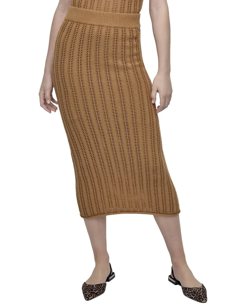 DKNY Cable Pointelle Stitch Skirt Nocolor
