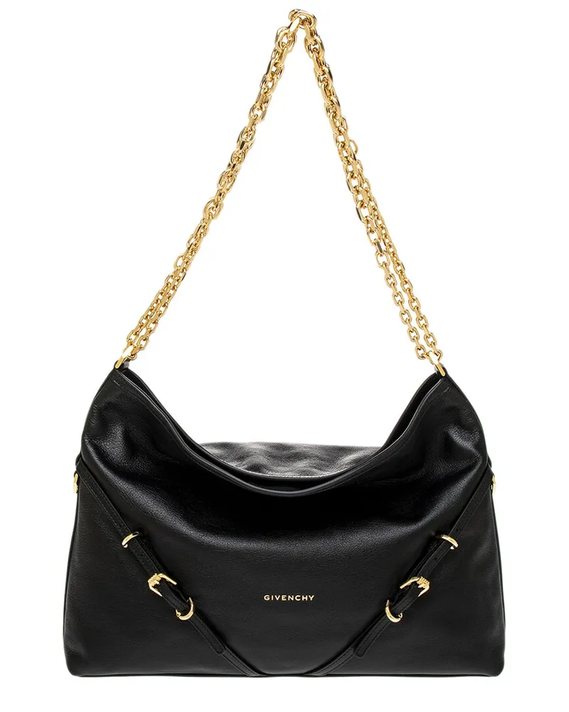 Givenchy Voyou Medium Leather Hobo Bag Black