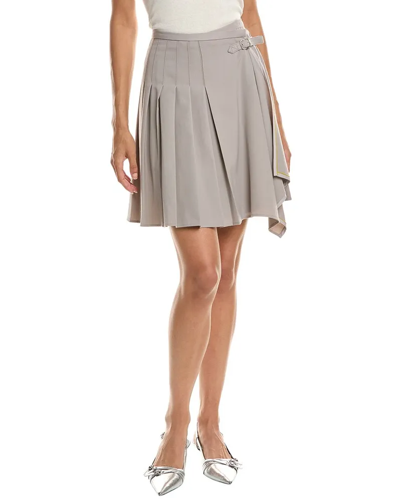 Derek Lam Vittoria Pleated Wool-Blend Skirt Grey