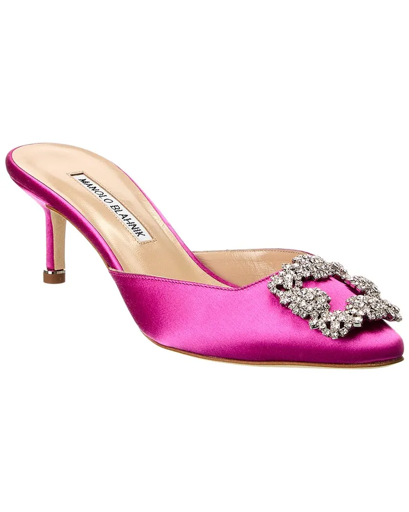Manolo Blahnik Hangisimu 50 Satin Mule Pink