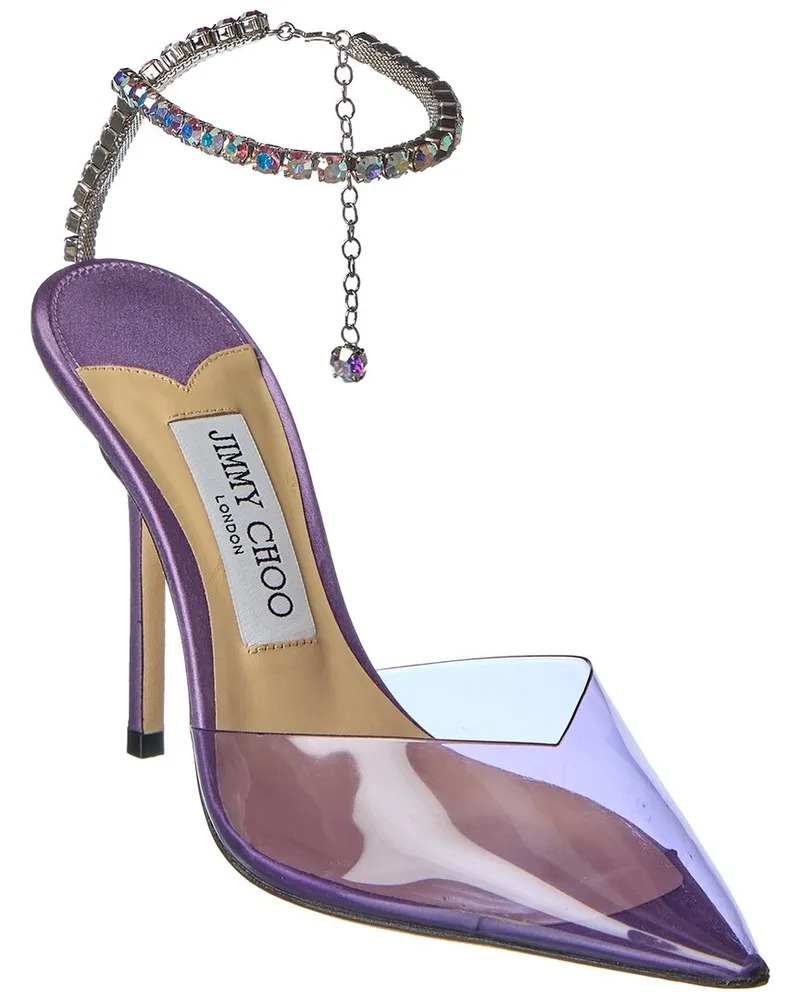 Jimmy Choo Saeda 100 Plexi & Leather Pump Purple
