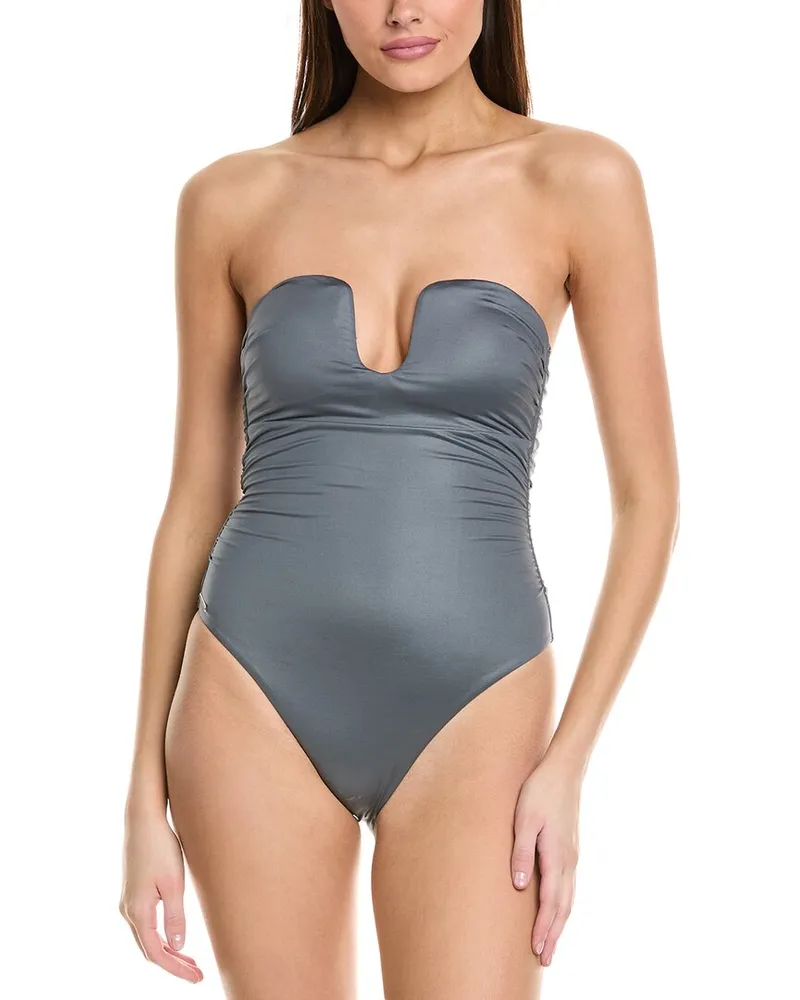 Milly Ragatta Ruched One-Piece Grey
