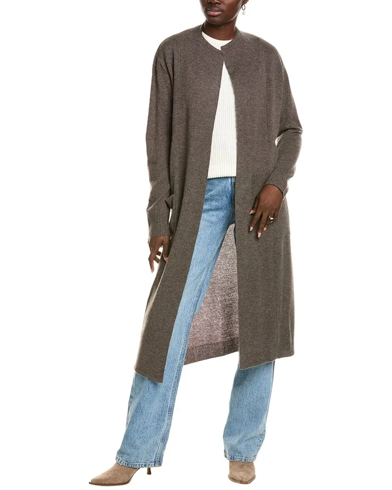 27 miles malibu Floor Length Open Wool & Cashmere-Blend Cardigan Brown