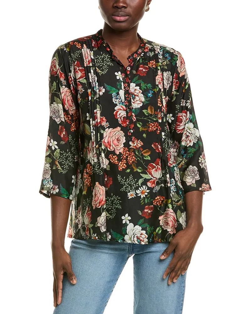 Johnny Was Siye Silk Blouse Black