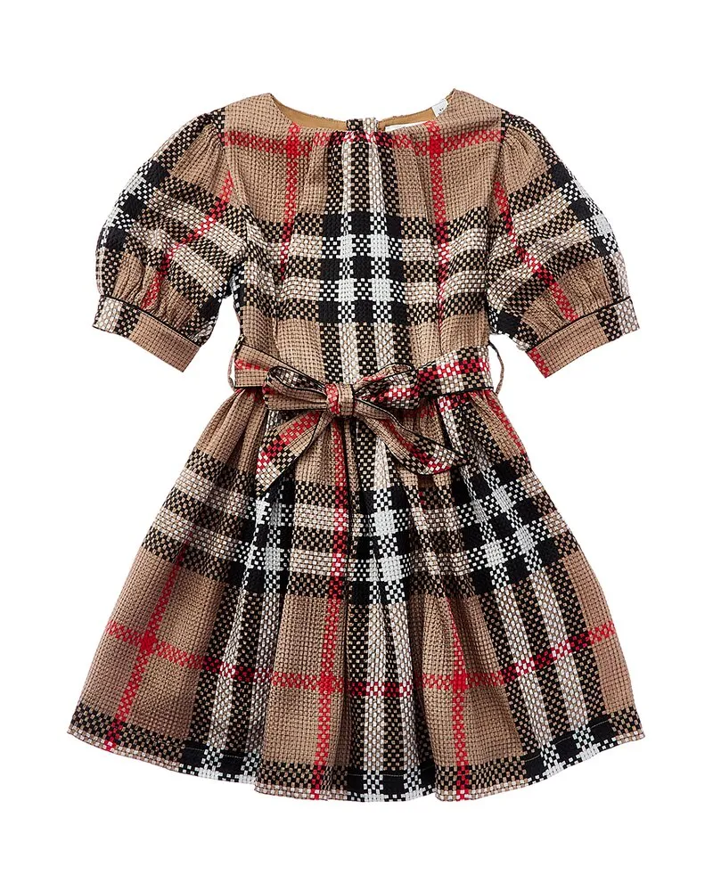 Burberry Vintage Check Silk-Blend Dress Brown