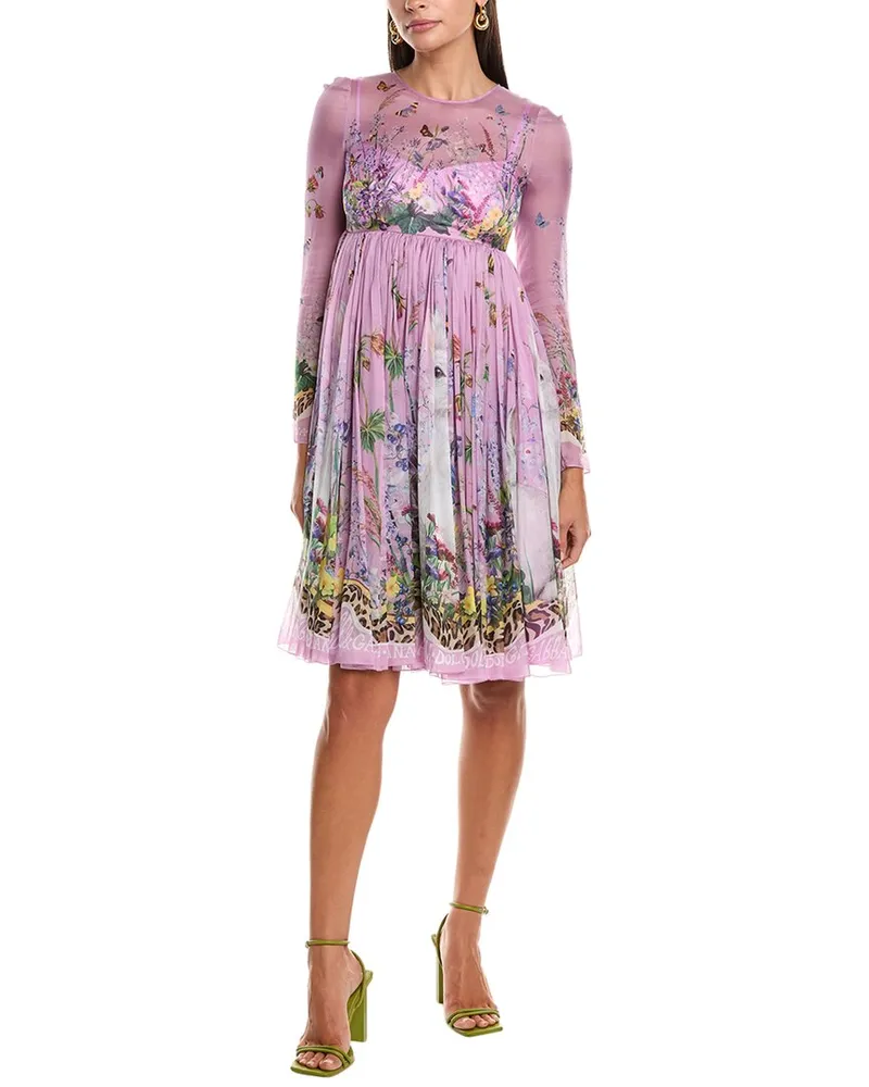Dolce & Gabbana Silk Midi Dress Purple