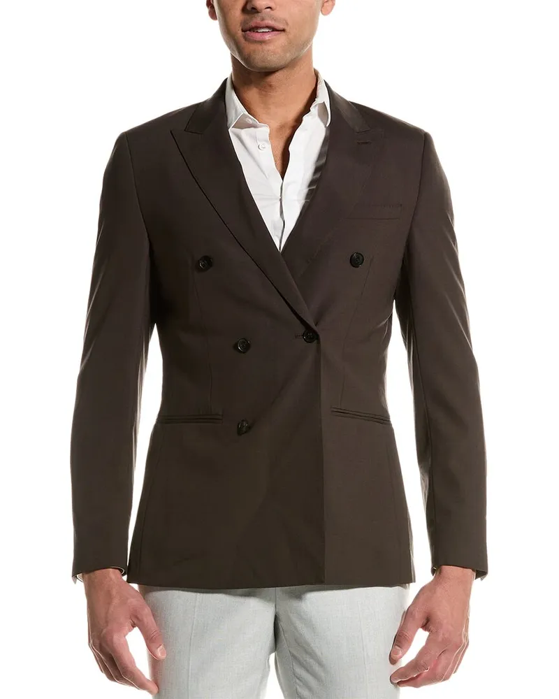 Reiss Roll Wool-Blend Blazer Brown