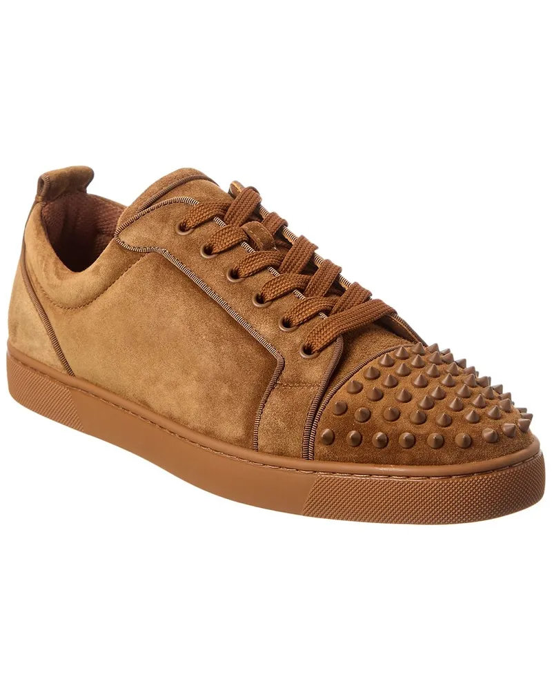 Christian Louboutin Louis Junior Spikes Suede Sneaker Brown