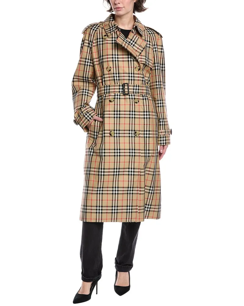Burberry Check Trench Coat Beige