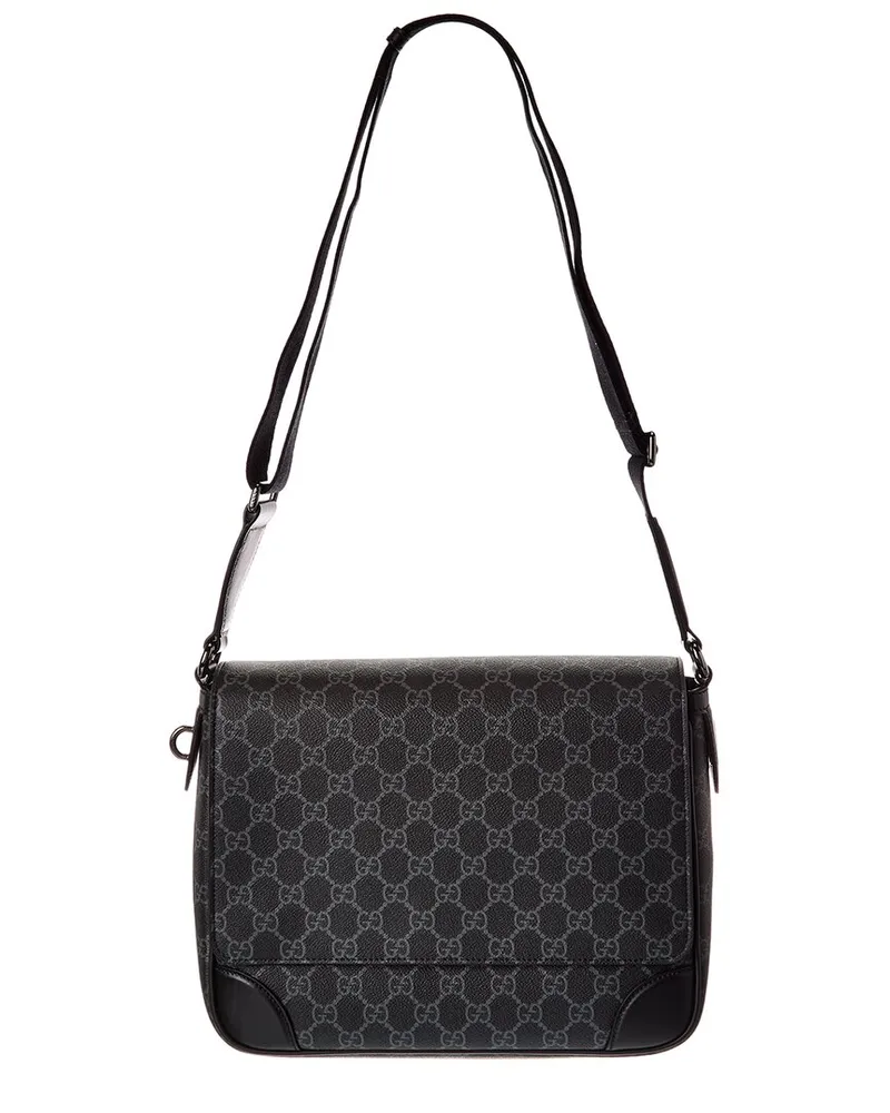 Gucci GG Emblem Medium Monogram & Leather Crossbody Black