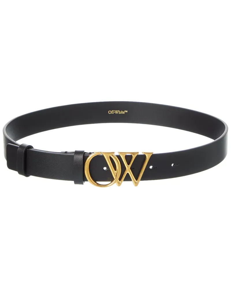 OFF-WHITE Off-White™ OW Initials Leather Belt Black