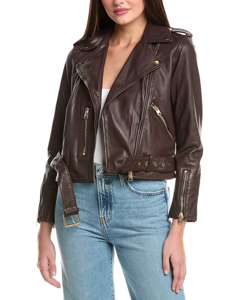 AllSaints Balfern Leather Biker Jacket Red
