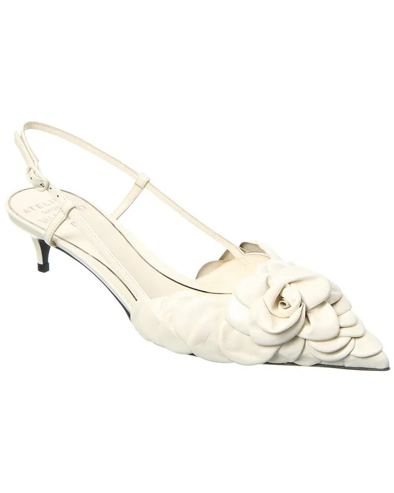 Valentino Garavani Atelier 03 Rose Edition 40 Leather Slingback Pump White