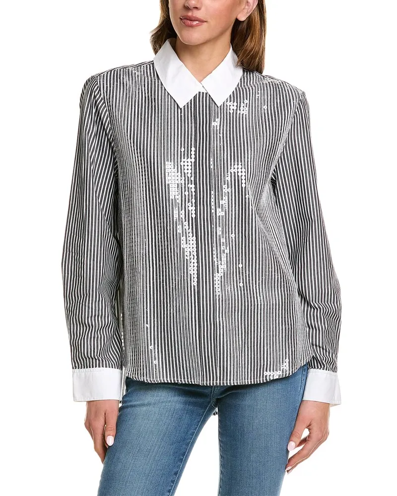 Sam Edelman Astrid Sequin Oversized Shirt Blue