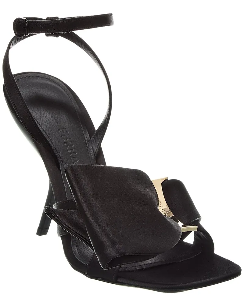 Ferragamo Helena Bow Satin Sandal Black
