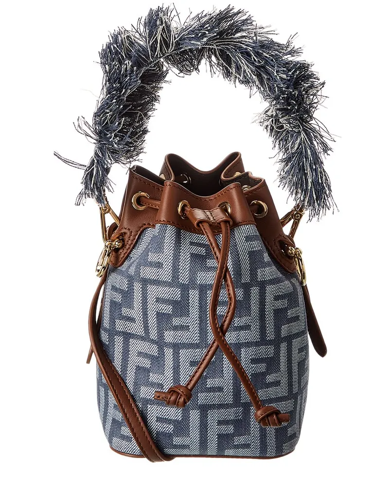 Fendi Mon Tresor Mini FF Denim & Leather Bucket Bag Nocolor