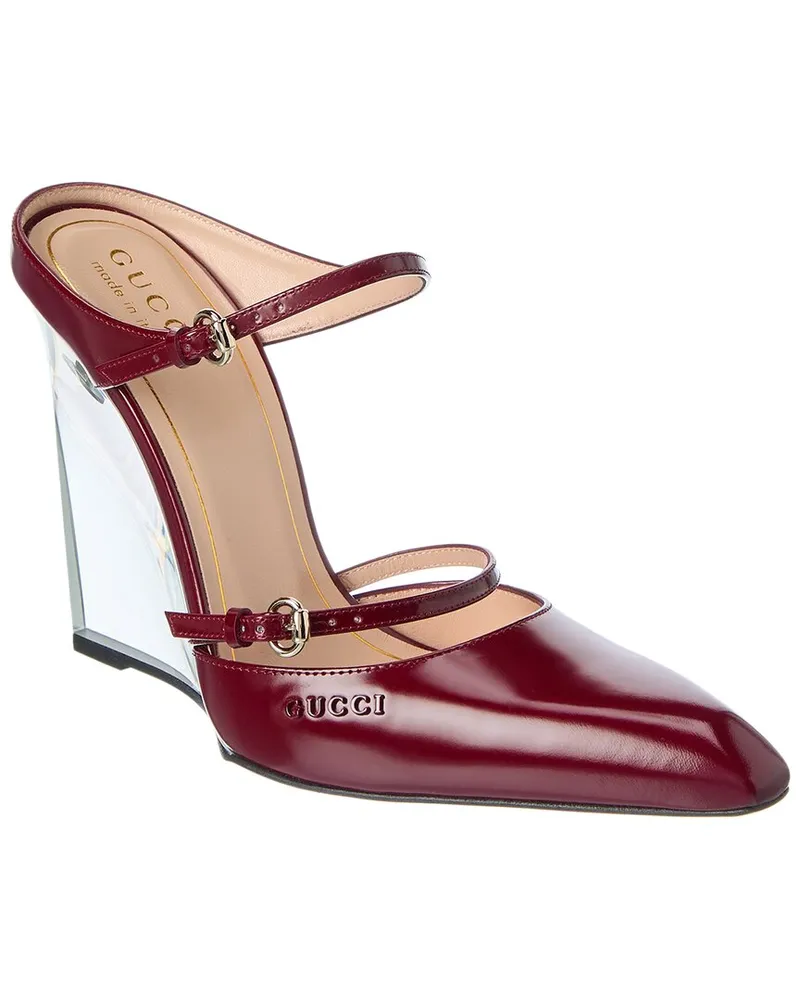 Gucci Leather Wedge Mule Red