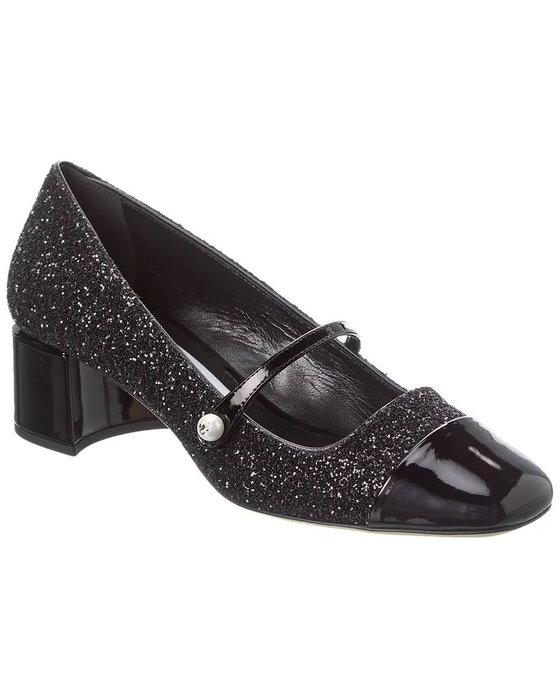 Jimmy Choo Elisa 45 Glitter & Leather Pump Black