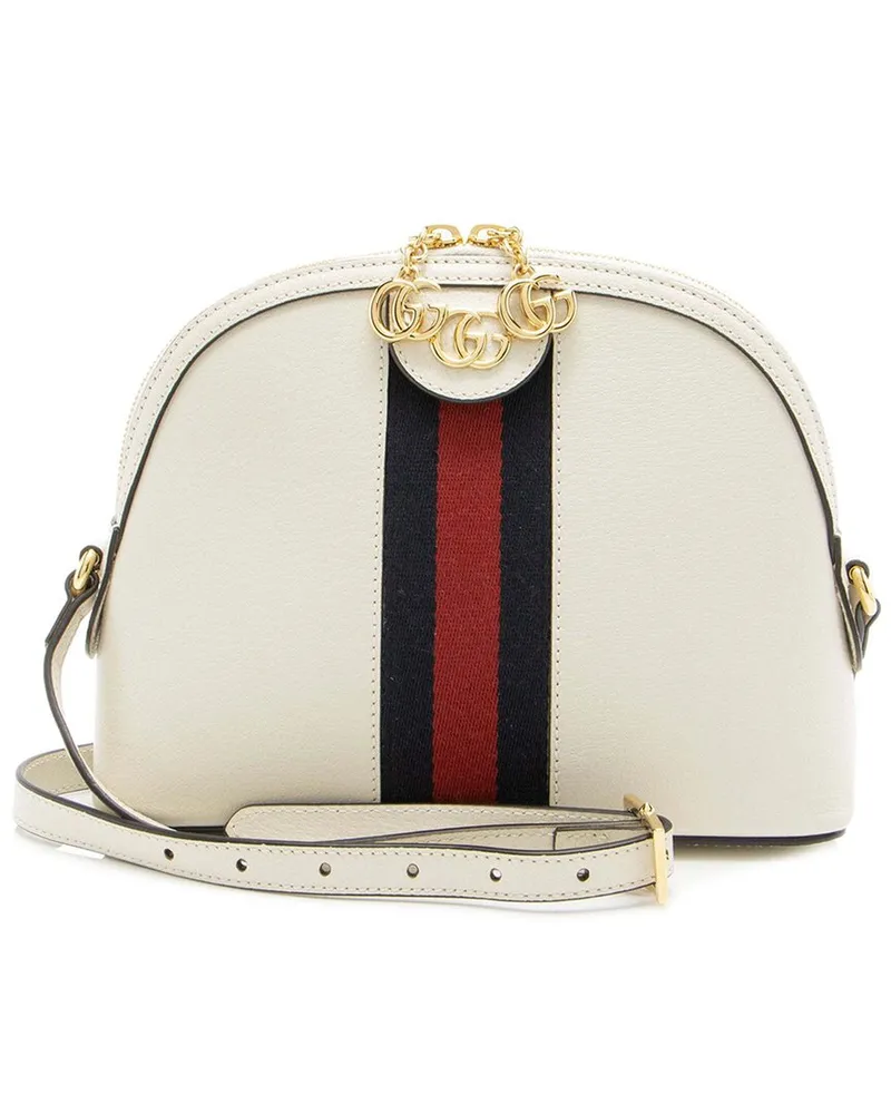 Gucci White Leather Ophidia Dome Small Shoulder Bag (Authentic Pre-Loved Nocolor