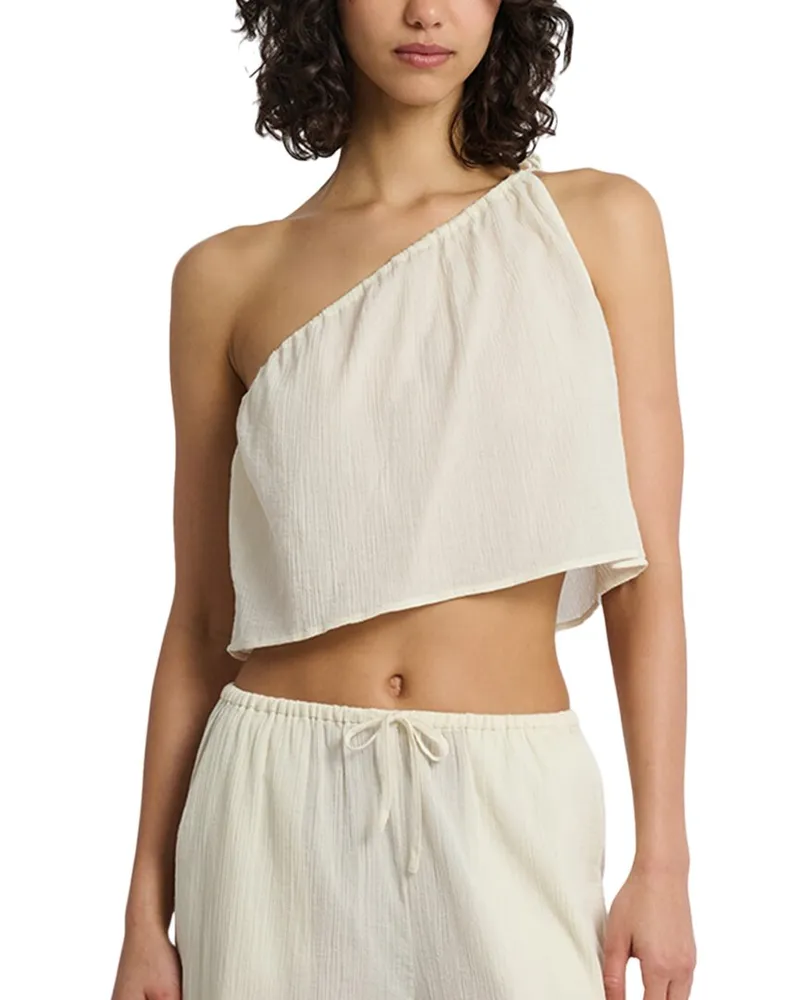 Onia Crinkle Gauze One-Shoulder Top Nocolor