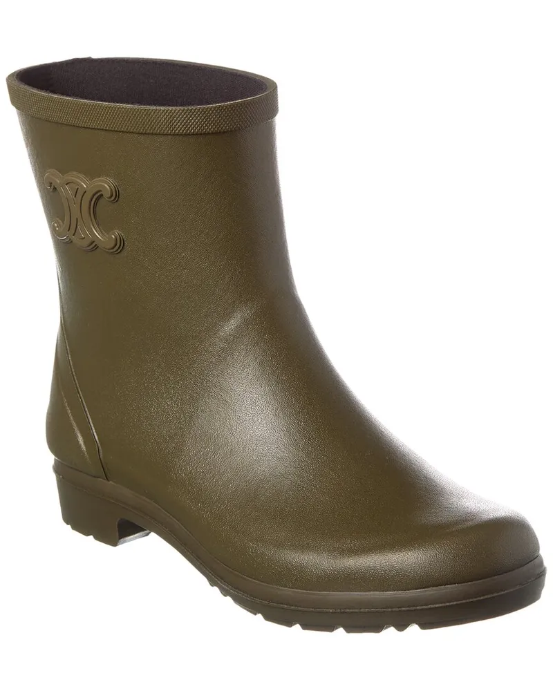 Celine Cropped Rubber Rain Boot Green