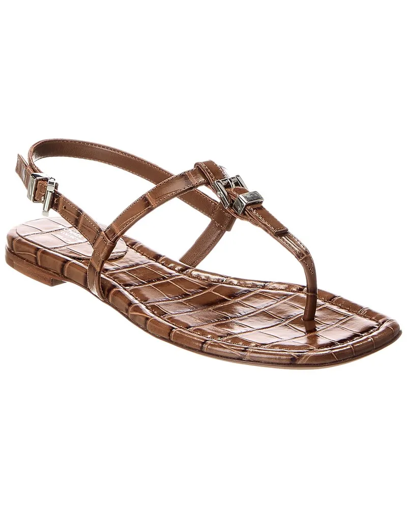 Michael Kors Sofia Runway Croc-Embossed Leather Sandal Brown