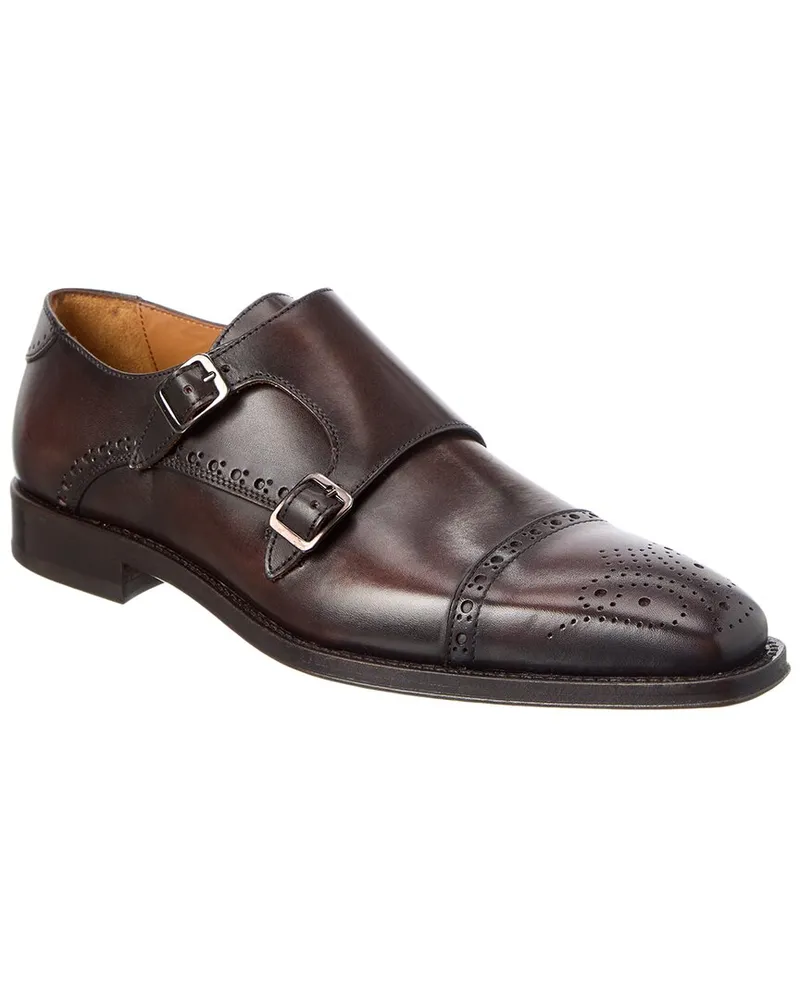 Antonio Maurizi Cap Toe Double Monk Leather Loafer Brown