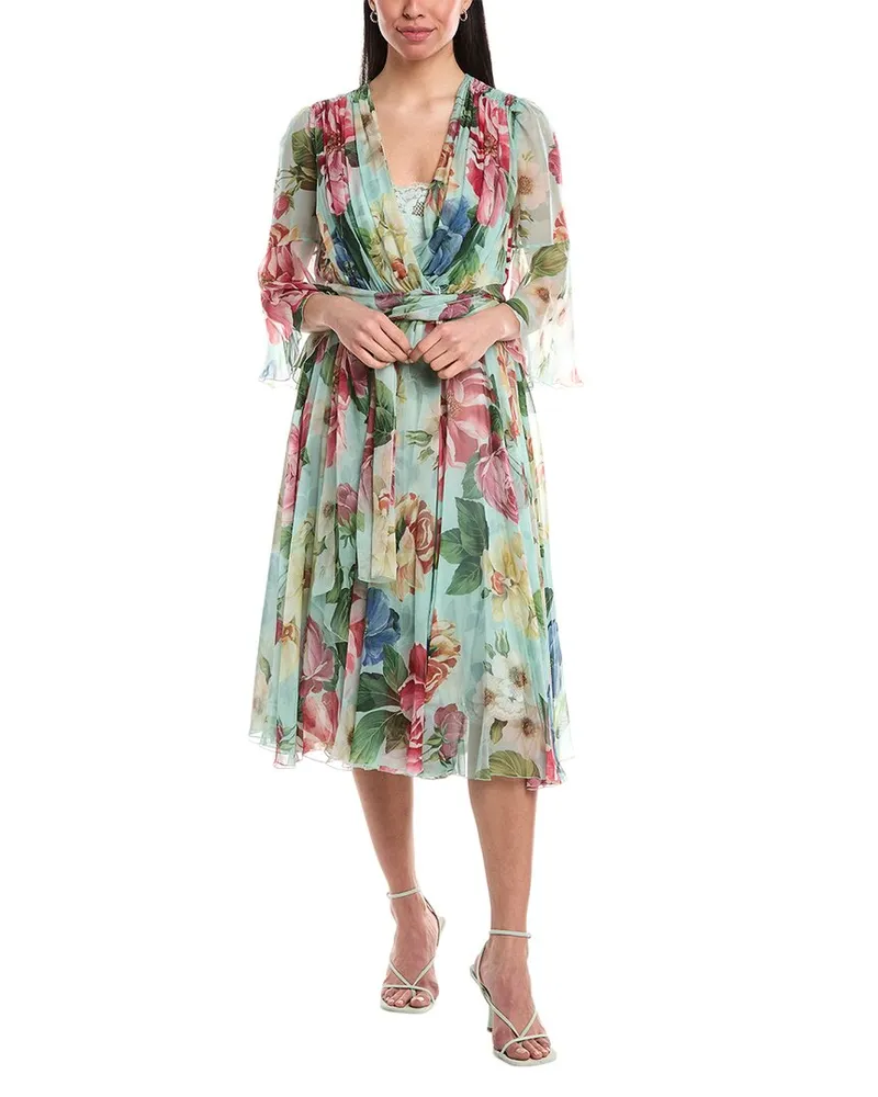 Dolce & Gabbana Silk Midi Dress Blue