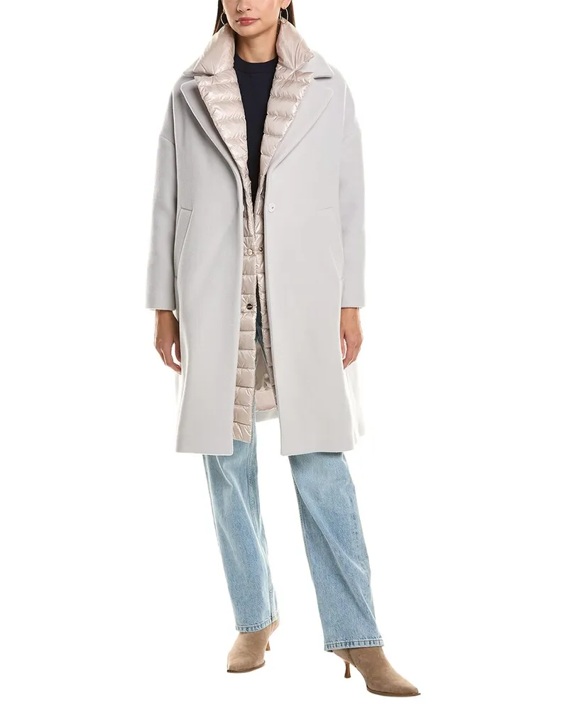 Herno Twofer Wool-Blend Down Coat Beige