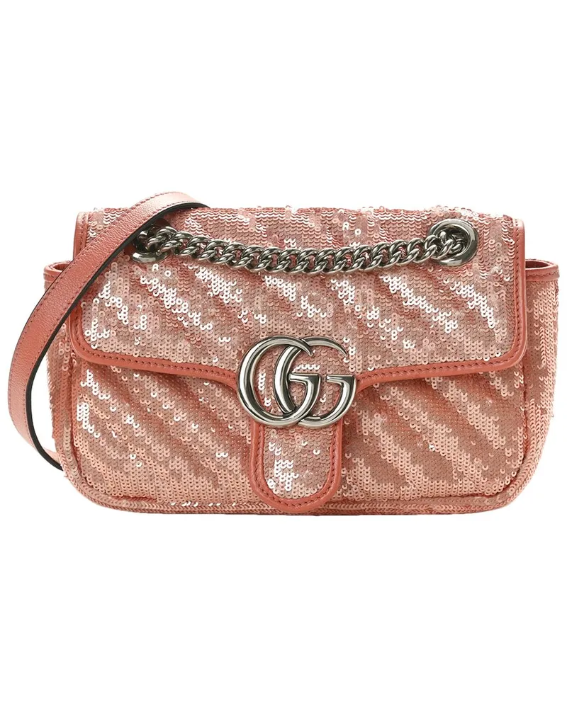 Gucci Pink Matelasse Canvas Sequin Diagonal Mini GG Marmont Shoulder Bag  (Authentic Pre-Loved Nocolor