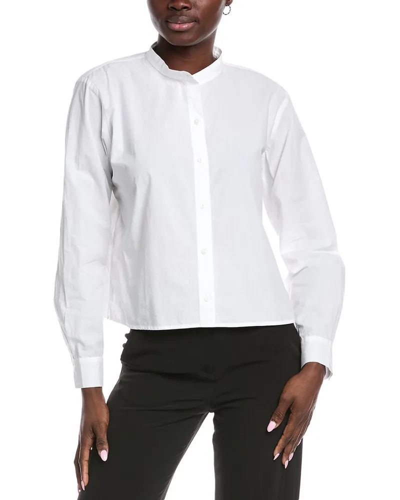 Eileen Fisher Mandarin Collar Shirt White
