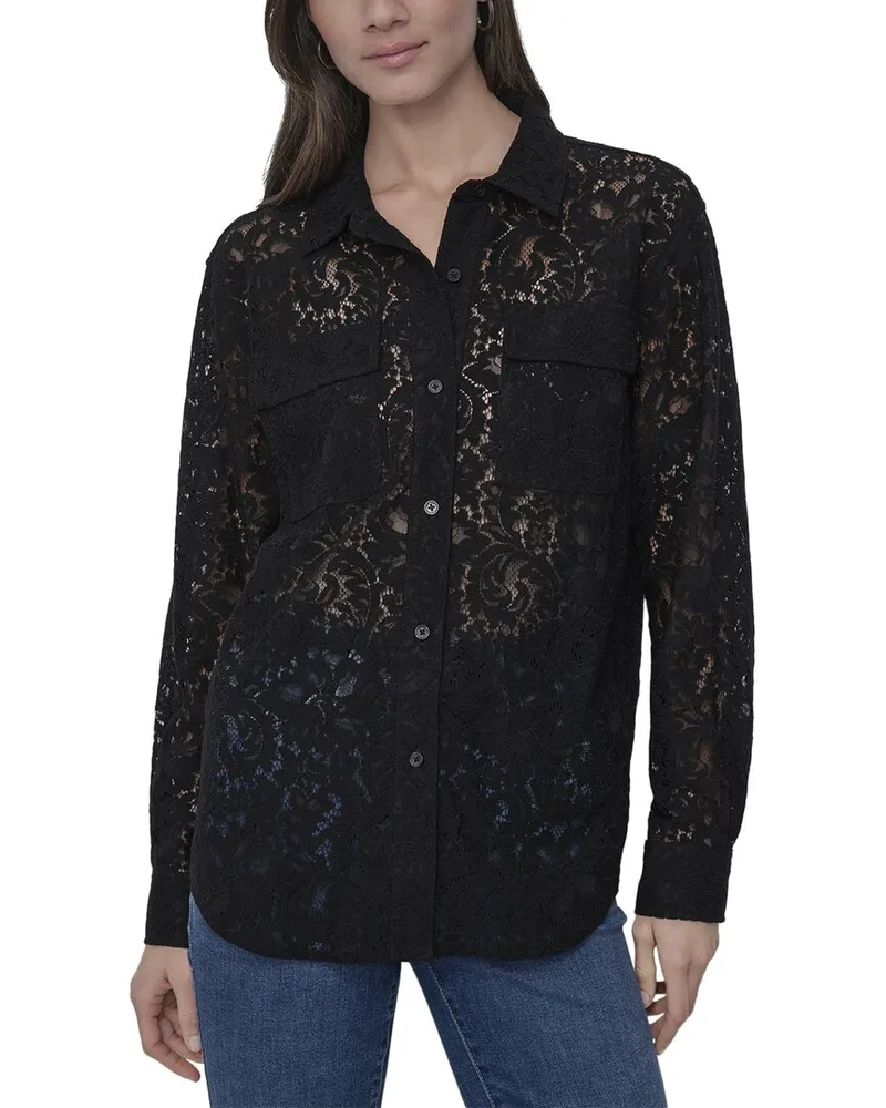 DKNY Lace Button Front Shirt Nocolor
