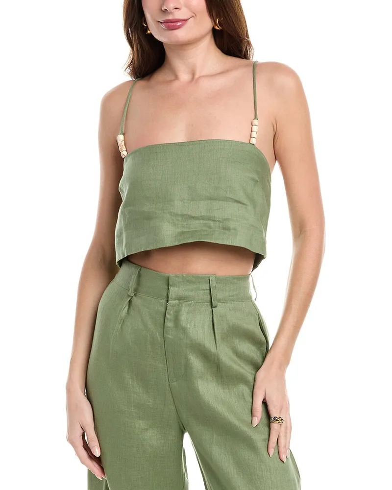 Faithfull The Brand Chianti Linen Top Green