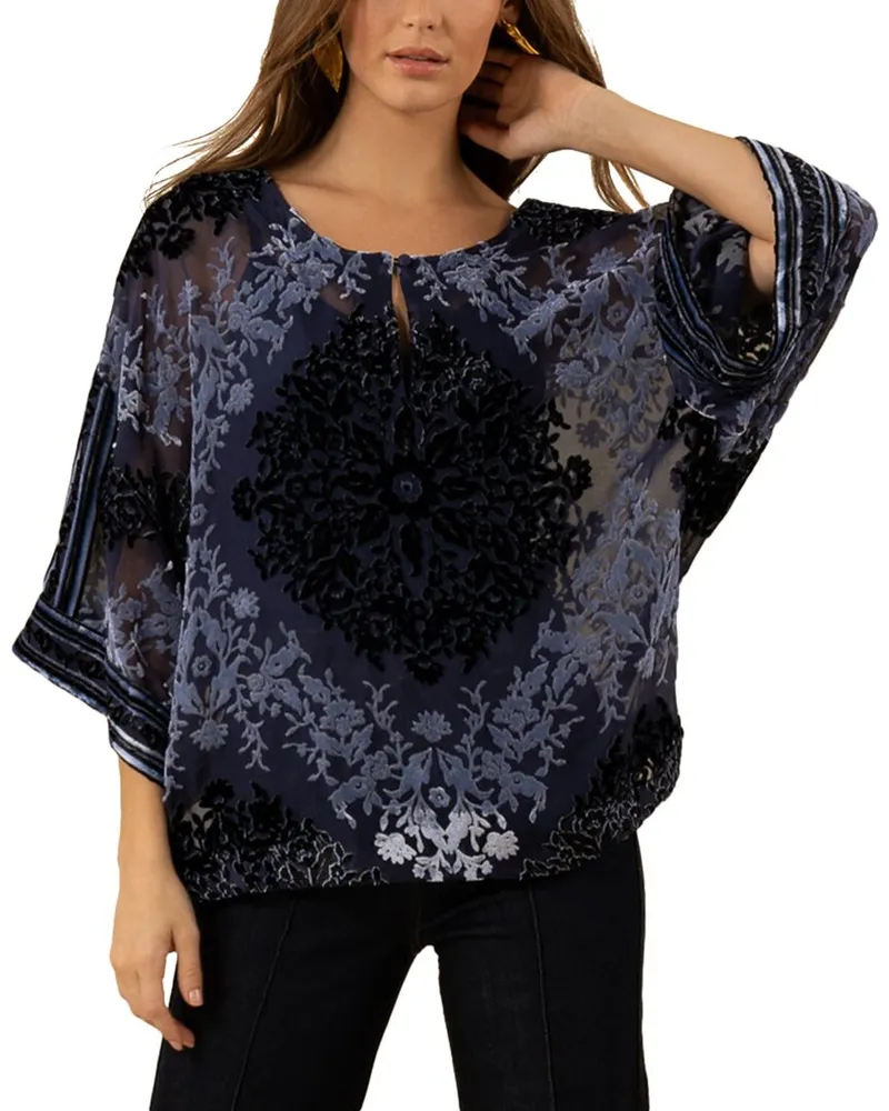 Hale Bob Briar Silk-Blend Top Blue