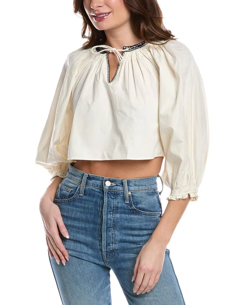 RE/DONE Victorian Cut Off Blouse White