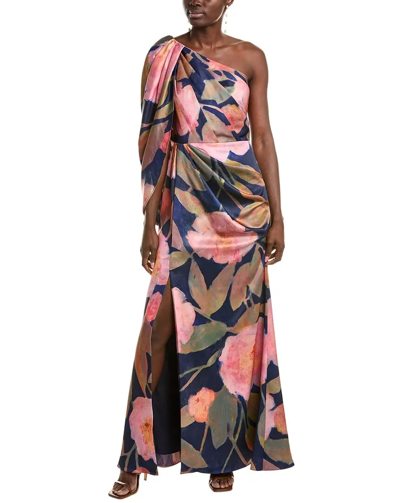 THEIA Abby One-Shoulder Gown Blue