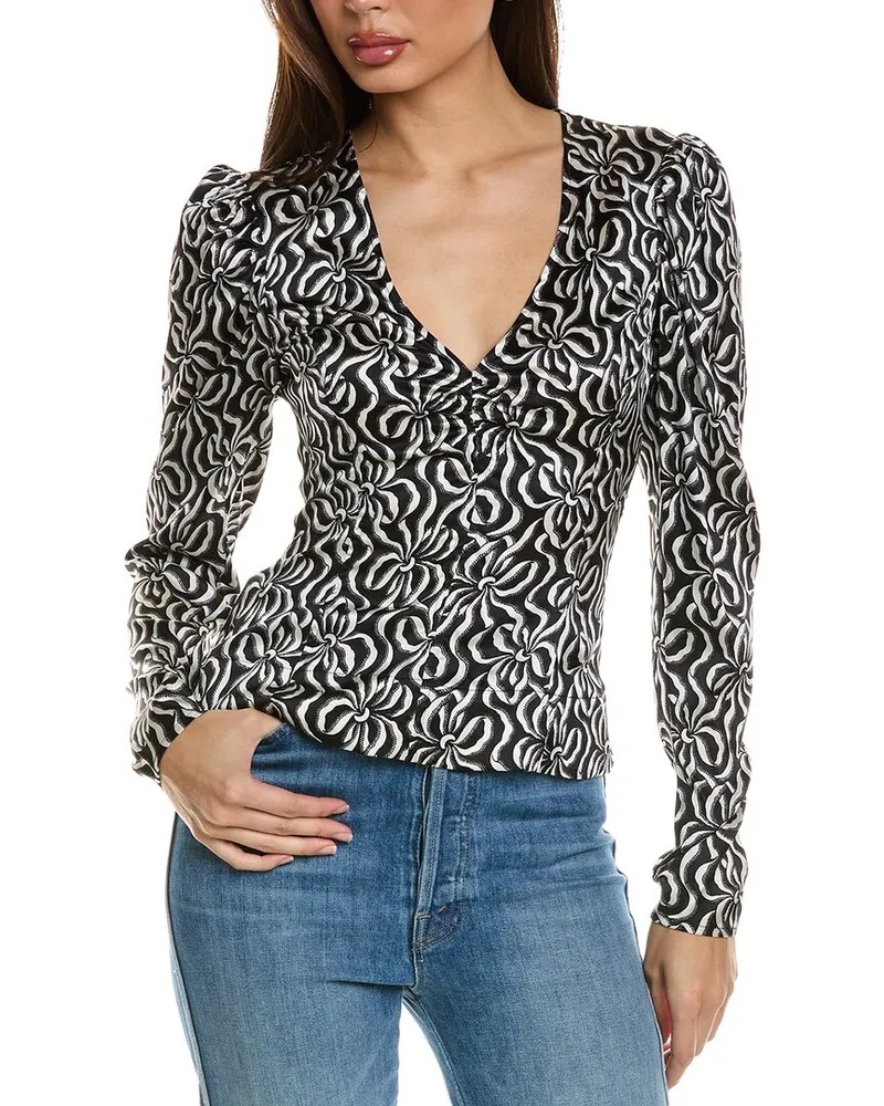 Ganni Stretch Satin Silk-Blend Top Black