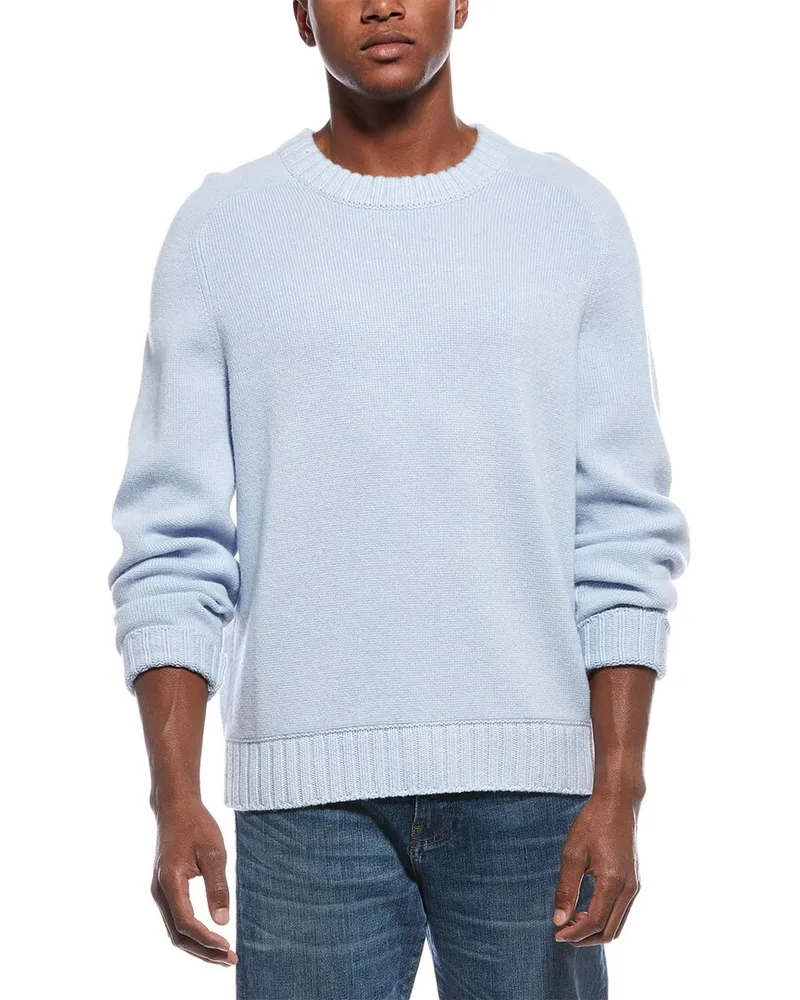 Theory Heavy Wool & Cashmere-Blend V-Neck Sweater Blue