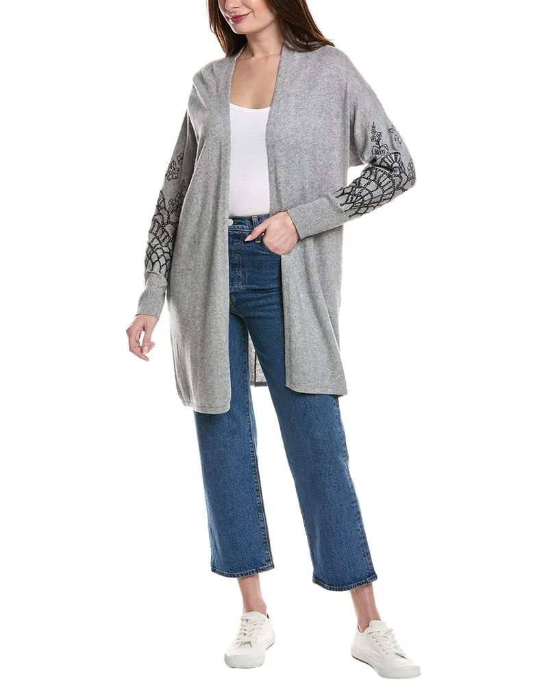 Johnny Was Elodie Relaxed Wool & Cashmere-Blend Cardigan Grey