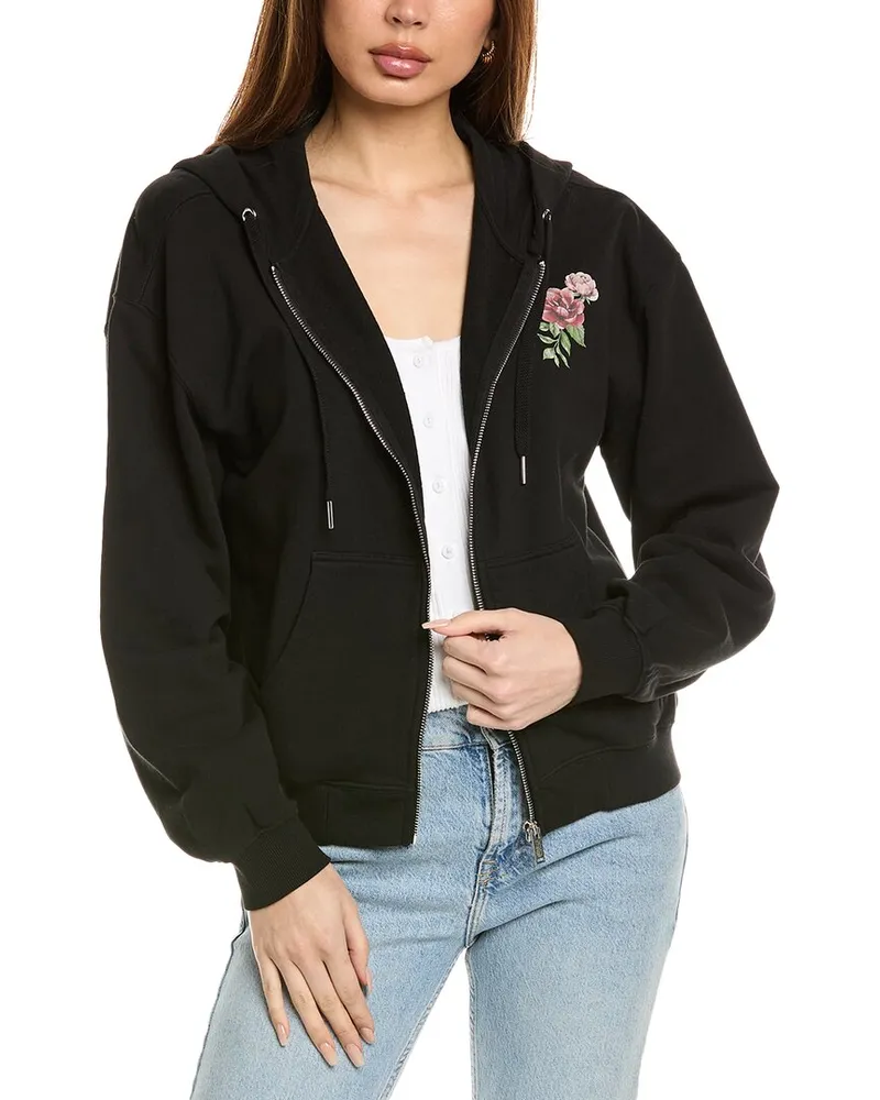 Johnny Was Zip-Up Hoodie Black