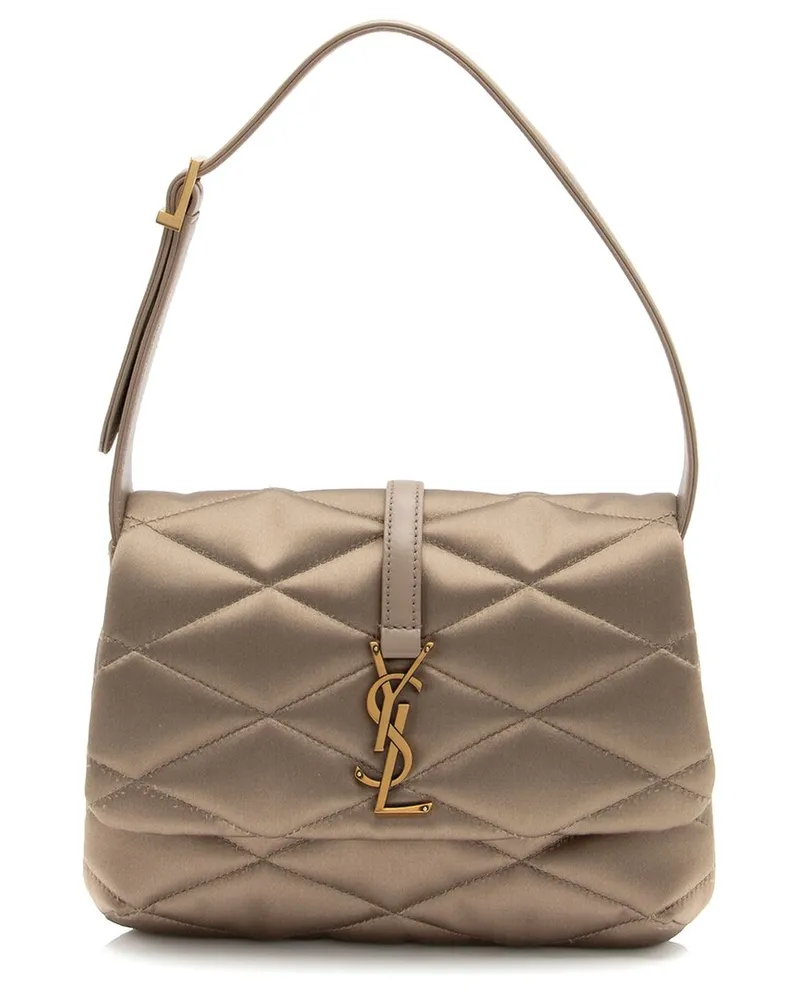 Saint Laurent Brown Leather & Satin Le 57 Hobo (Authentic Pre-Loved Nocolor